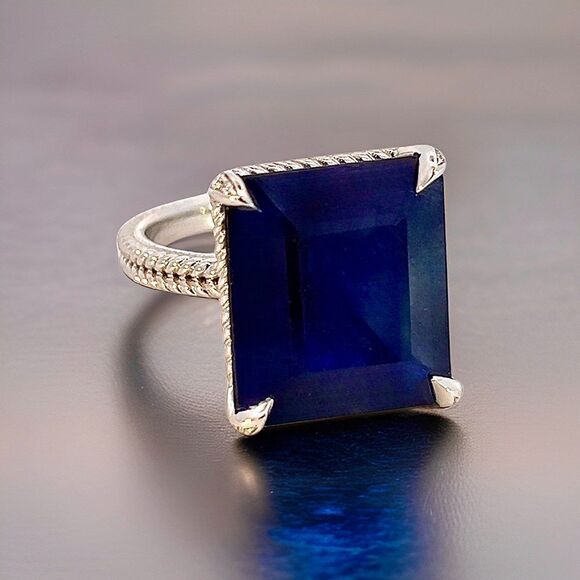 Natural Solitaire Sapphire Ring 6.5 14k W Gold 7 TCW Certified $3,150 310545 - Picture 1 of 15